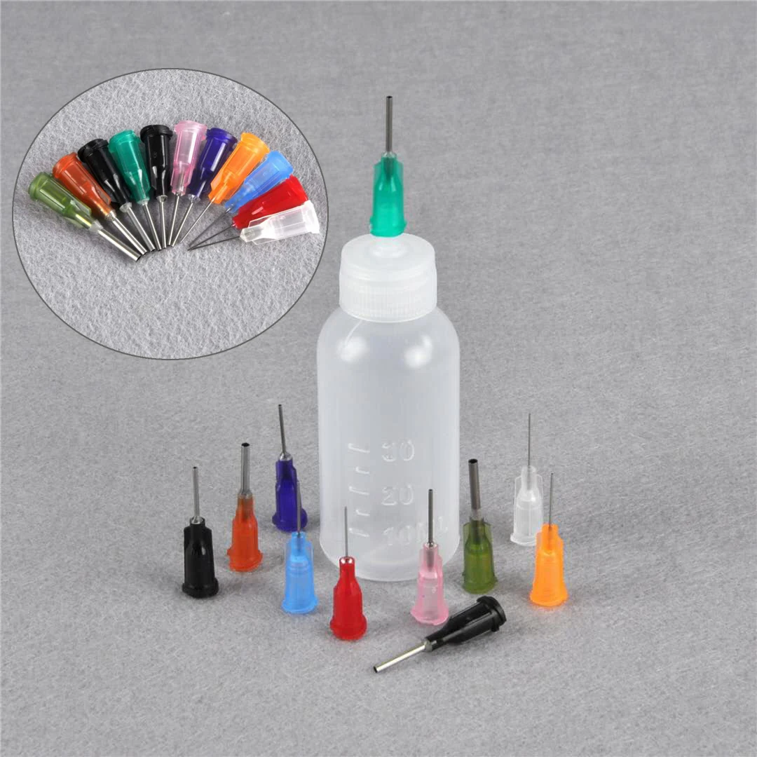 1set 30ml Transparent Polyethylene Needle Dispensing Dispenser Bottle
