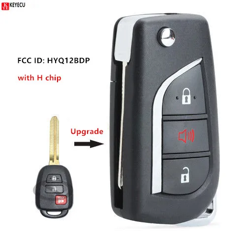 

Keyecu Upgraded Flip Remote Key Fob 314.4MHz H Chip for Toyota RAV4 Tacoma 2014 2015 2016 / Scion xB 2013 2014 2015 HYQ12BDP