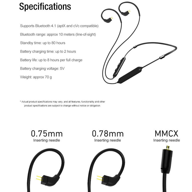 TRN BT10 IPX7 водонепроницаемый Apt X Кабель MMCX интерфейс для SHURE SE535 SE846 0 75 мм 2 pin BA10 ZSA ZST ZSR