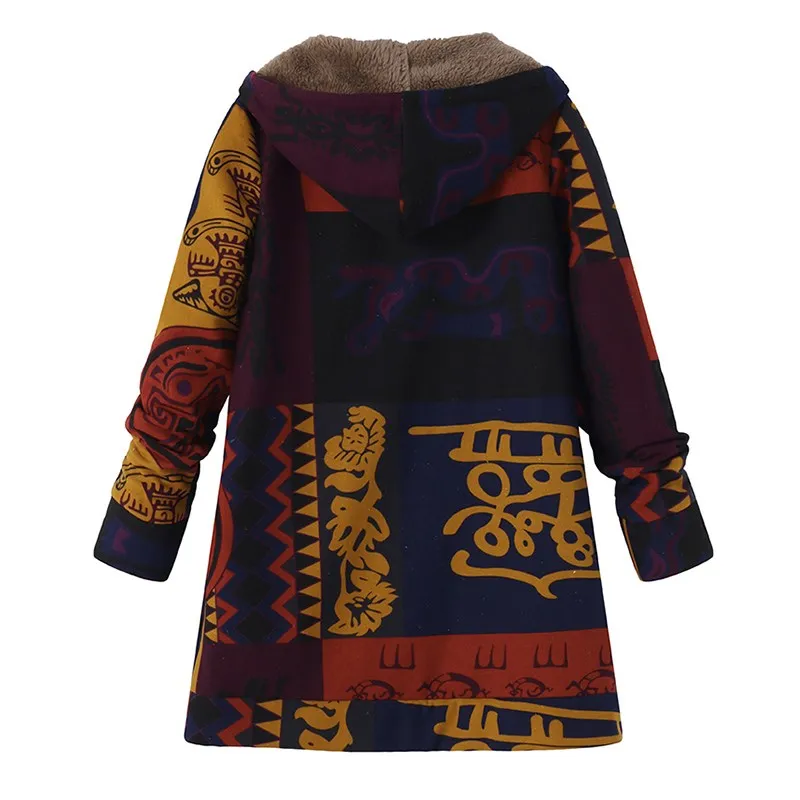 Chaud Zanzea Orange Fur Longues Boho Surdimensionné jaune Manches rouge Zip Fluffy Imprimé Épais Manteau Floral Hoodies Poches Polaire Femmes Outwear Veste Hiver a0arqxH