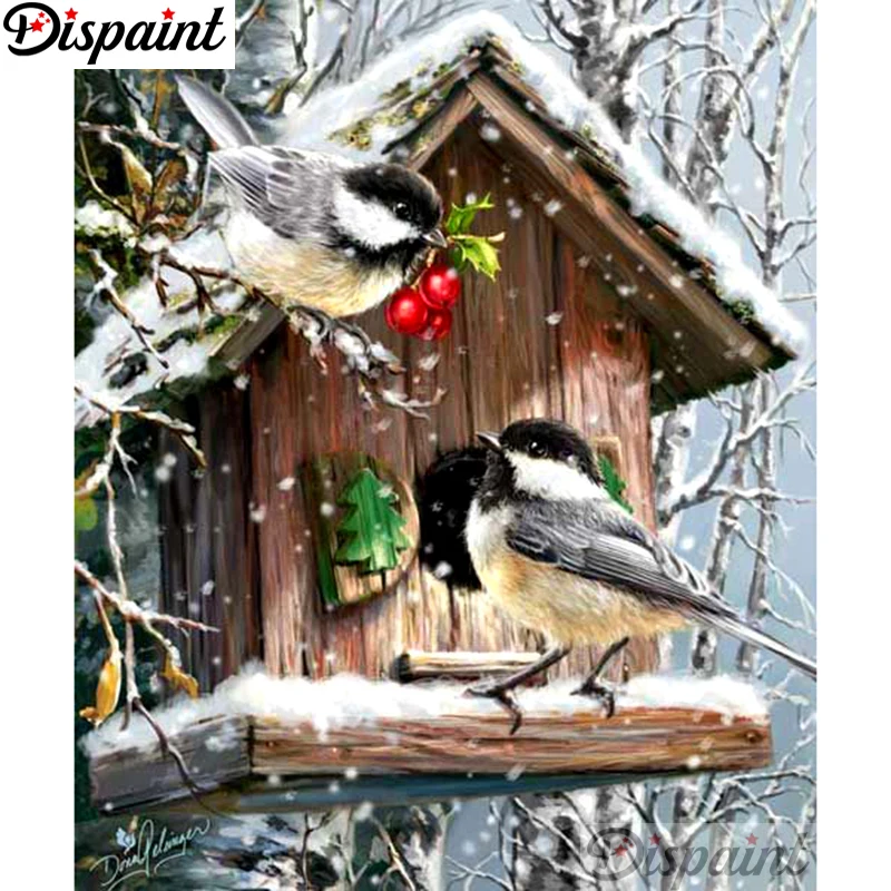 

Dispaint Full Square/Round Drill 5D DIY Diamond Painting "Animal bird house" 3D Embroidery Cross Stitch Home Decor Gift A11716