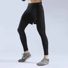 Беговые колготки Мужские Йога Баскетбол Спортивные Леггинсы компрессионные брюки для фитнеса Тренажерный зал Бодибилдинг для бега 2 в 1