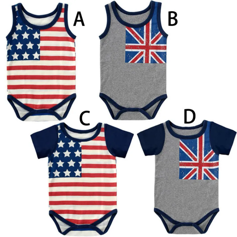 

Summer Baby Triangle Clothes American Flag Printed Hari Short Sleeved New Clothes