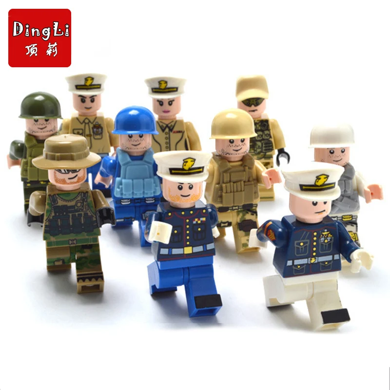 

2019 New Arrival 8pcs/set Marine Corps Building Blocks City Police Figure Compatible Legoings Bricks Army Builders Toys Boy Gift