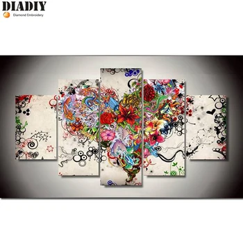 

DIADIY 5d round diy Diamond embroidery Love flowers diamond painting Cross Stitch full Rhinestone mosaic Multi-picture decor