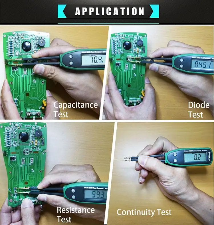 Po'sKit Обнаружение SMD компоненты резистор конденсатор Тест er пинцет со съемной головкой патч-диод тест-зажим светодиодный измеритель сопротивления