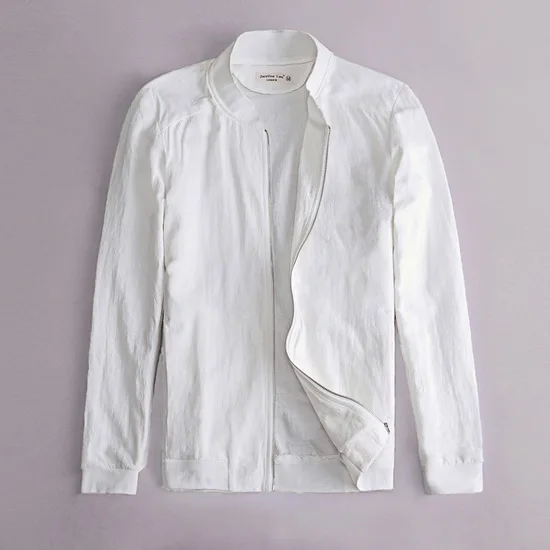 Spring Autumn Italy slim fit jacket men Linen white clothes thin Cotton
