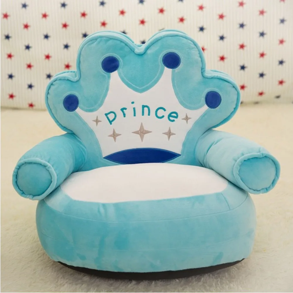 Baby Seats Sofa cover chair bag cartoon crown seat game plush kids seat cover nest puff bean bag cover only unfilled baby bean 