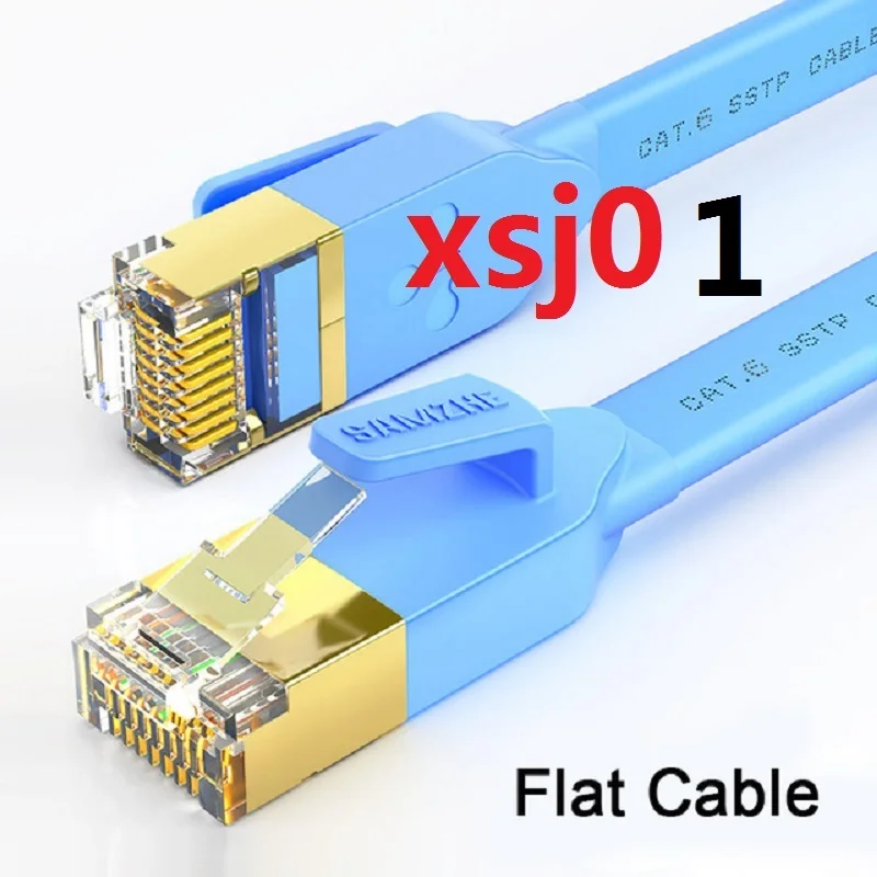 

xsj01 1ft 3ft 5ft 6ft 0.5m 1m 1.5m,2m 3m,5m 10m 20m30m cable CAT7 RJ45 Patch flat Ethernet Network Cable For Router Switch gold