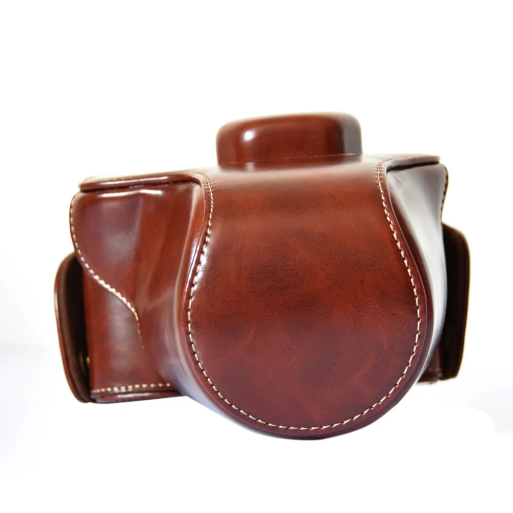 High Quality Crazy horse Leather Camera Case Bag with Shoulder Strap for Olympus OM D EM10 E M10 ...