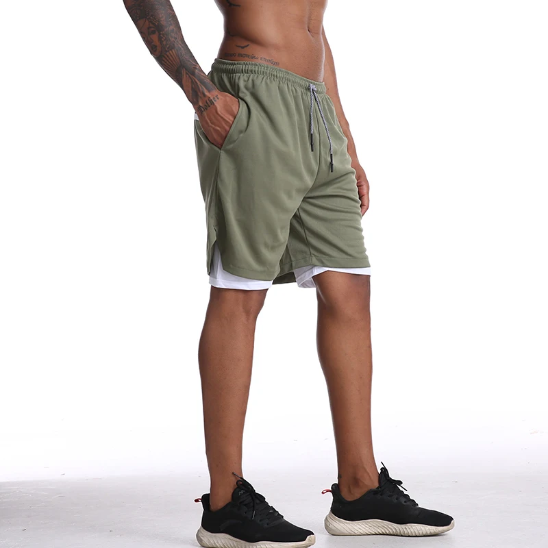 correndo shorts de dois andares homens fitness