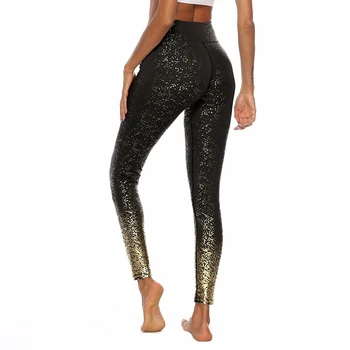 

Fashion Women Shine Gold Printing Leggings Sexy Workout Slim High Waist Fitness Leggings Solid Color White Female Slim Leggings