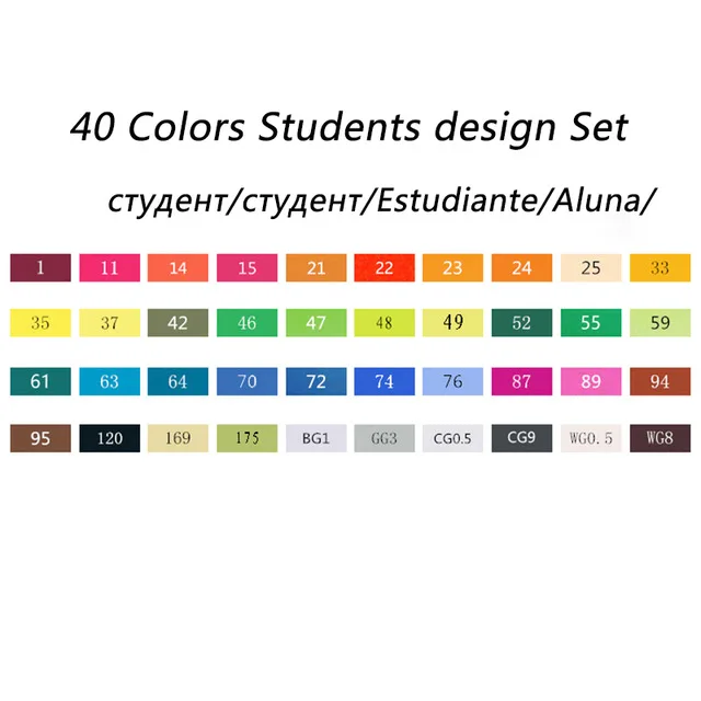 TOUCHNEW 168 цветные маркеры для рисования, двухглавые спиртовые маркеры для архитектурного дизайна, живопись, товары для рукоделия - Цвет: 40 student set