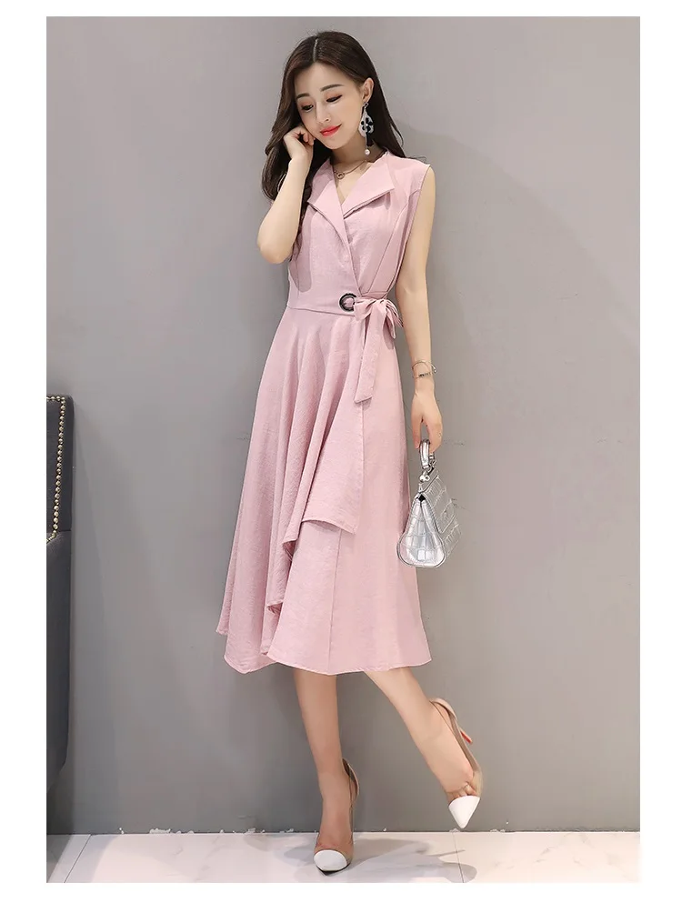 Cotton Linen Summer Office Dress A-line Robe Femme Ete 2018 Grande Taille 5XL V Neck Plus Size Black Office Dress12
