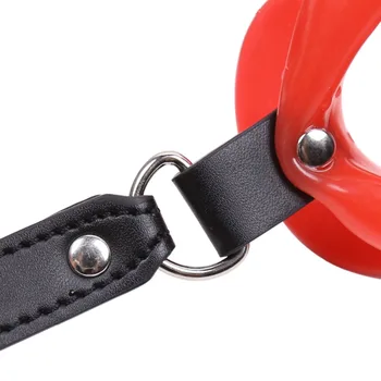 Adult Erotic Products Lip Shape Open Mouth Gag BDSM Sex Toys Leather Band Bondage Rubber Penis Insert Oral Sex Gag For Men Woman 3