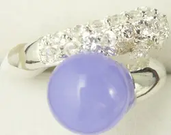 Оптовая продажа благородное свечение фиолетовый натуральный нефрит Посеребренная блестящая инкрустация модное кольцо (#7.8.9)