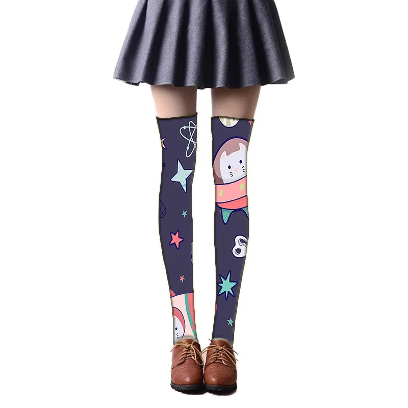 1 пара нейлоновых колготок с принтом корейские японские носки в стиле Лолиты для девочек Повседневные Гольфы женские гольфы 6S-SW34 - Цвет: 01