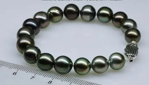 

A AAA++10- 11mm natural peacock green pearl bracelet 7.5-8inch