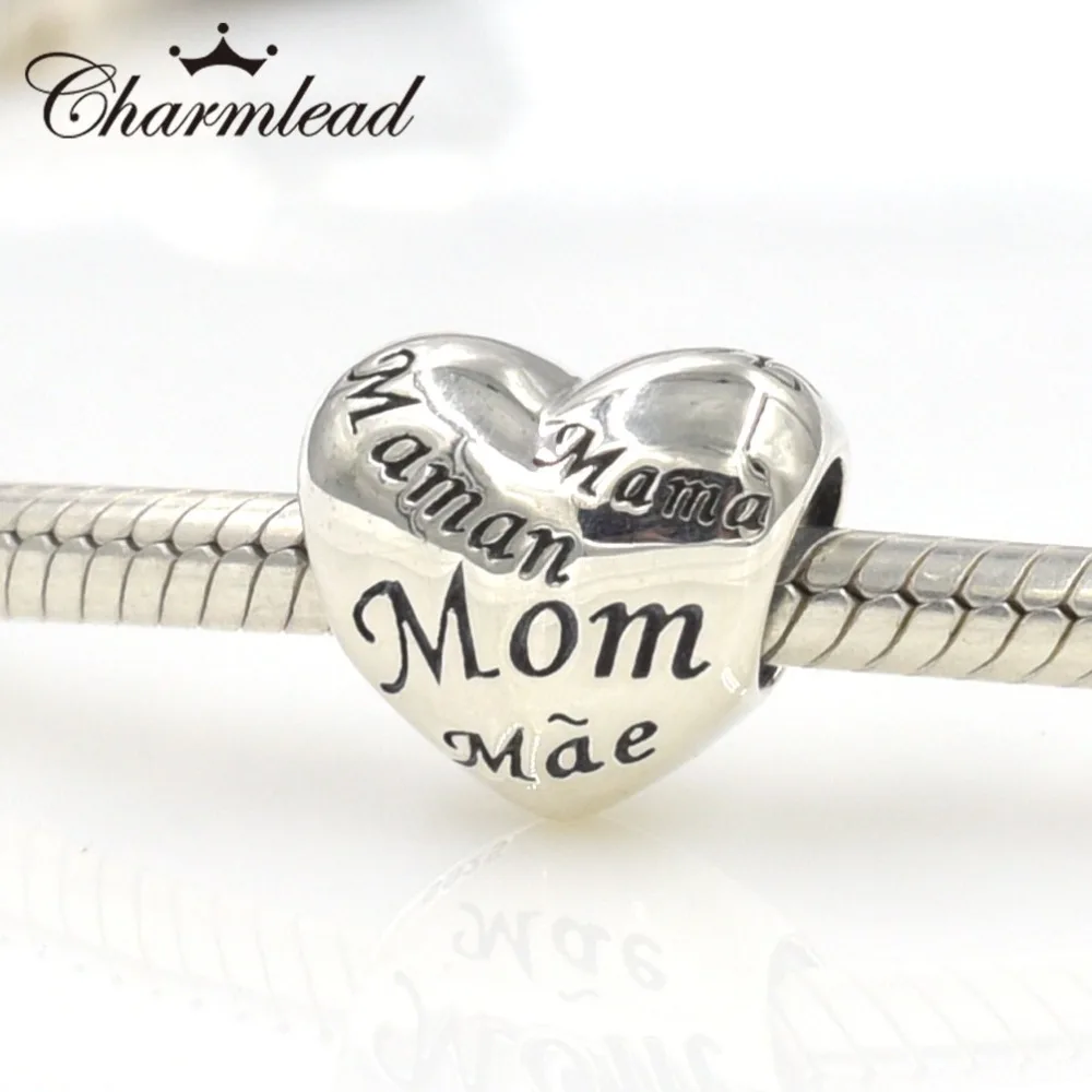 

Fits Pandora Charms Bracelet Original 925 Sterling Silver Charms Letter Mom Mum Charm Beads DIY Women Jewelry Charmlead