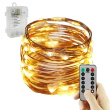 1/3/5 шт. в партии, 6 м/20FT 60LED Медный провод гирлянды 6AA Батарея работает Звездное Рождественские декоративные огни, 8 вспышки с пультом дистанционного управления