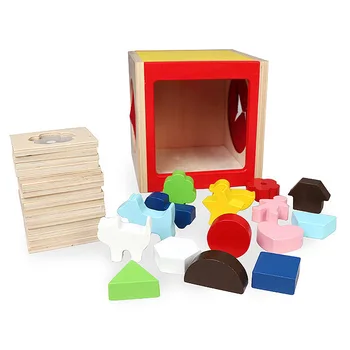 

Geometric Touch And Playing Puzzles Wooden Montessori Geometric Puzzles for Kids Toddlers Teaching Educational Toy
