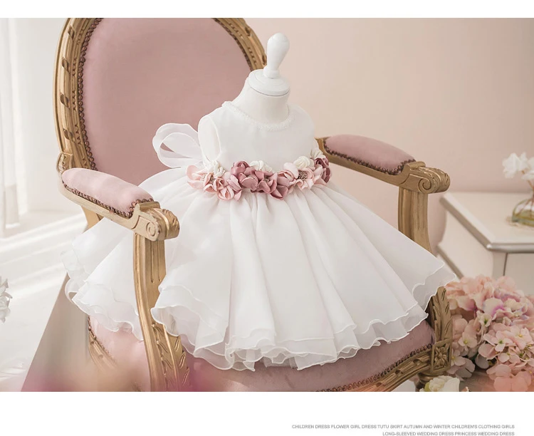Baby girls birthday party dress for girl kids Flower Girl Wedding Party banquet first party flower