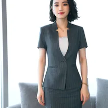 Модный Полосатый деловой блейзер для женщин, юбки, костюмы для офисных леди, деловая одежда, одежда для работы, Униформа, стильные блейзеры, летние комплекты