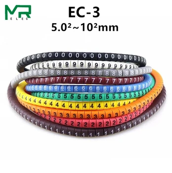 

500pcs/lot EC-3 10mm2 10 different number and color 0-9 cable marker