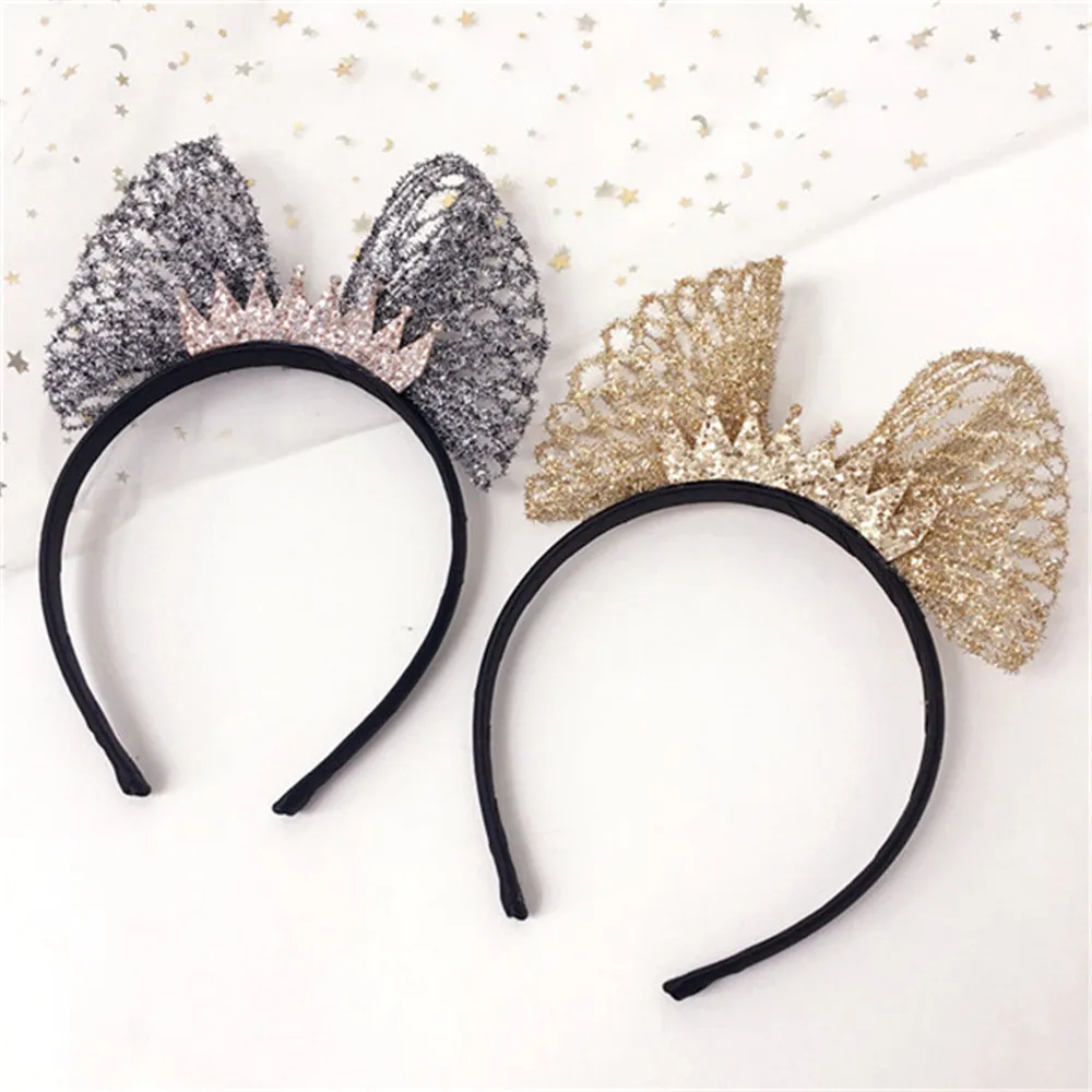 Корея ручной работы с бантом и рисунком узел Корона Hairbands для детей Дети голова девушка носить аксессуары вечерние подарок Festival-SWKHRB035C5