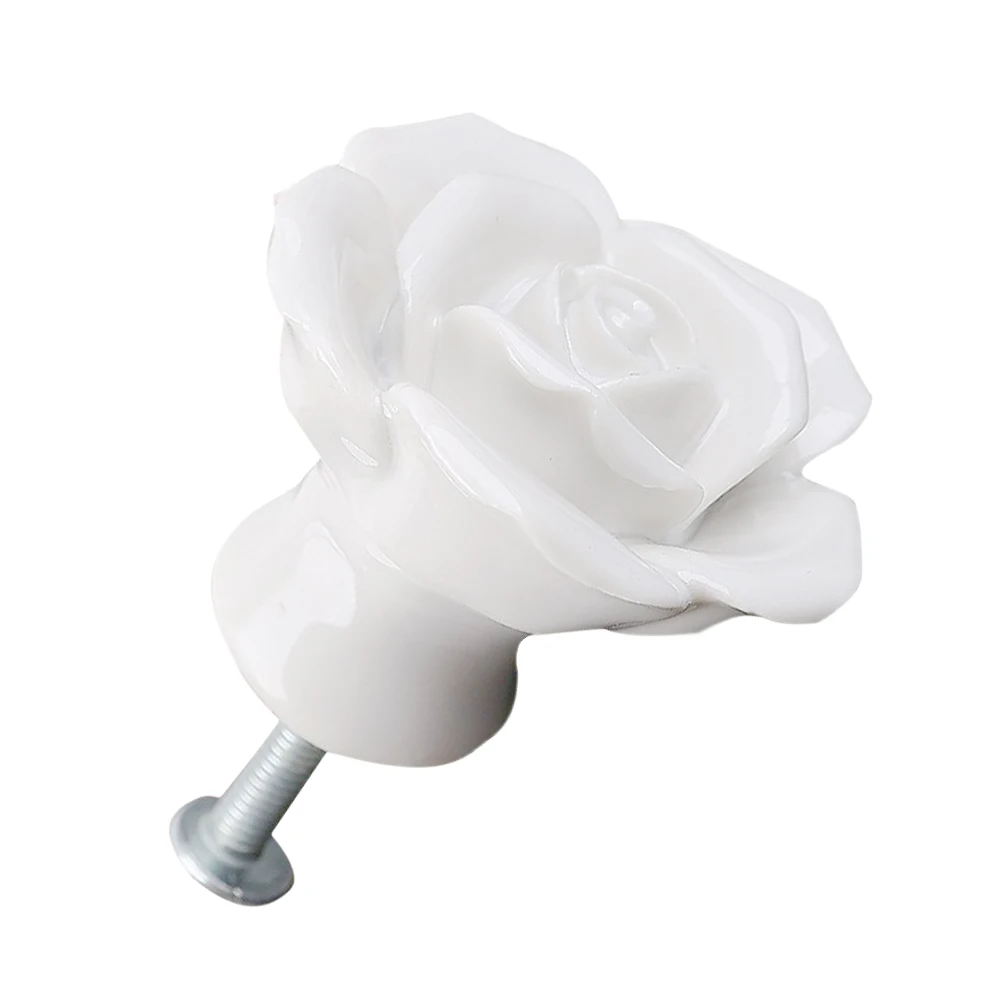 

8 x handle button White Rose decoration door drawer furniture