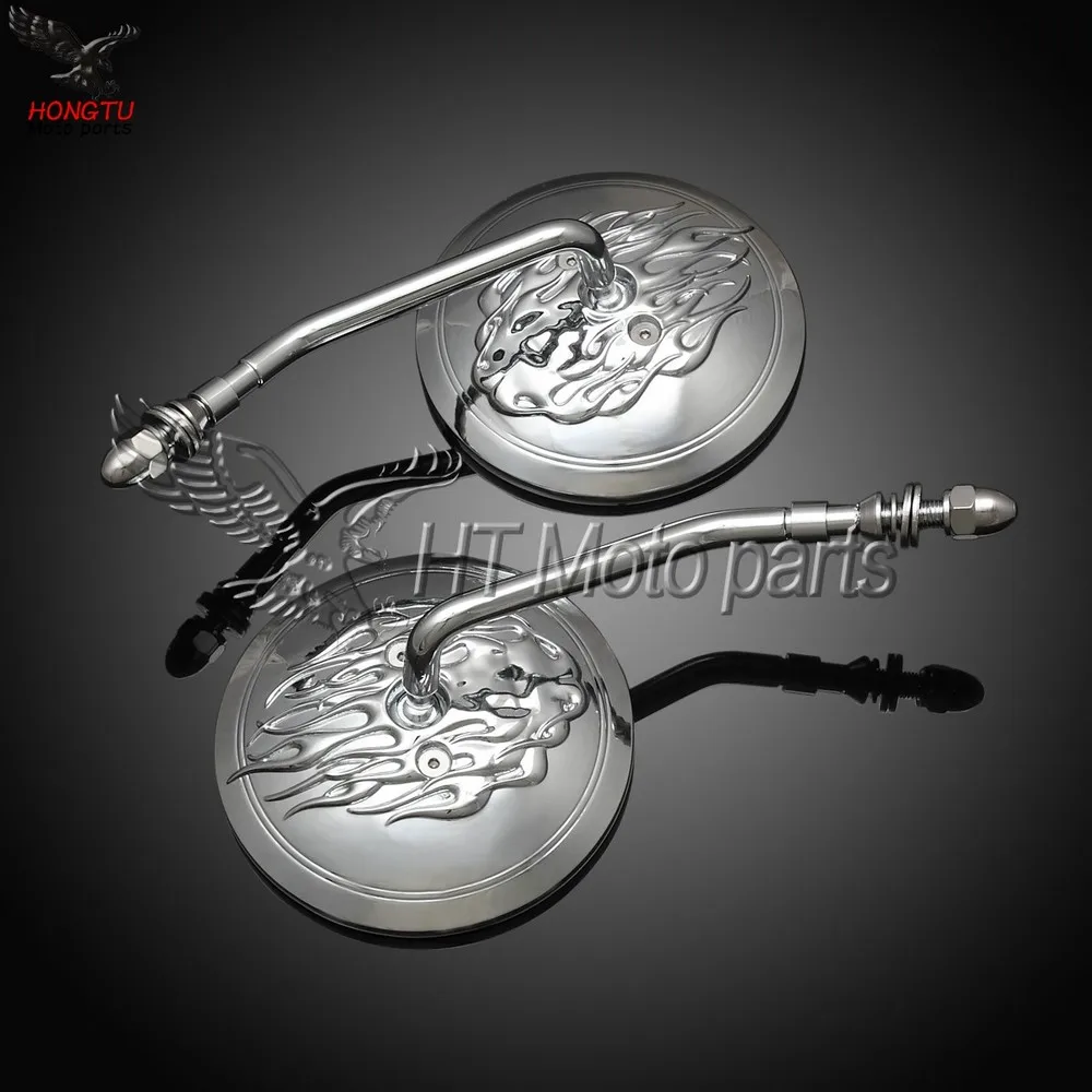 

Motorcycle flame logo RearView Mirrors For Harley Fat boy V-Rod Softail Dyna Touring Road King Iron XL 883 1200 48 XL883N XL1200