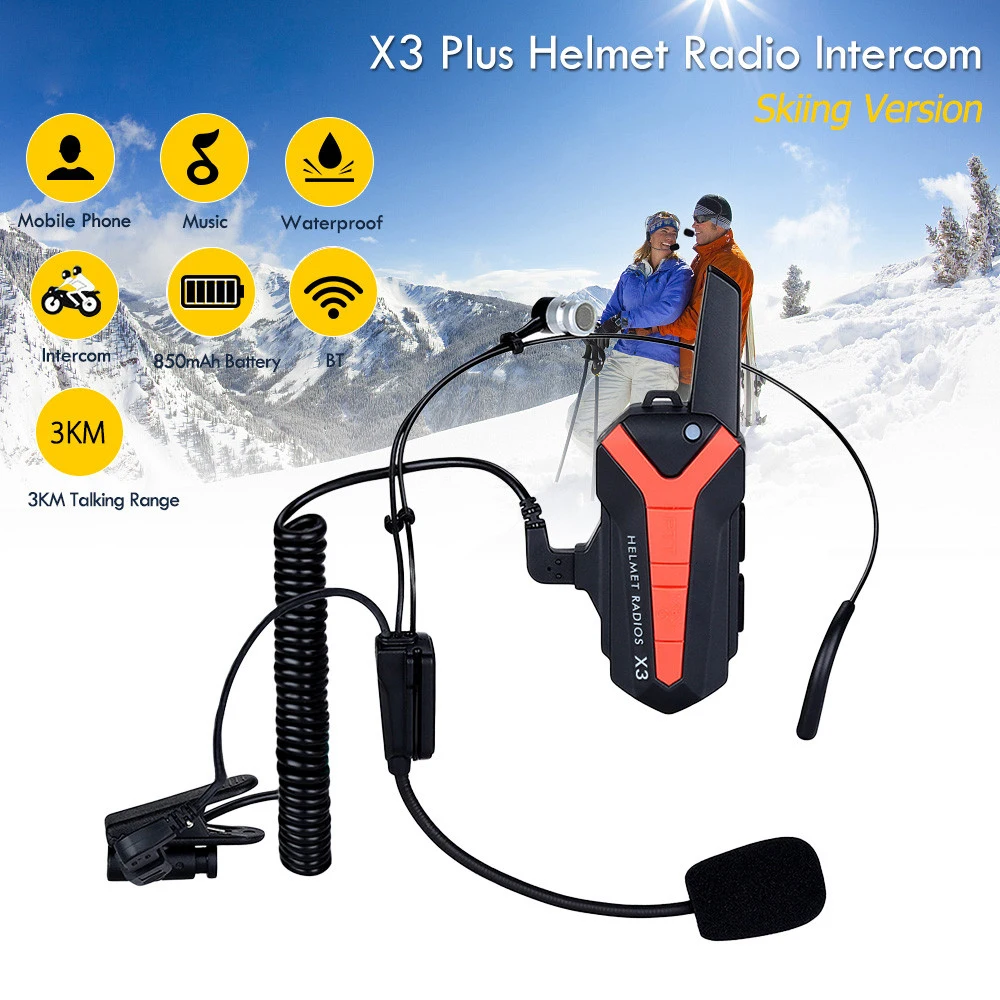 X3 plus Bluetooth Helmet IP54 waterproof Walkie Talkie