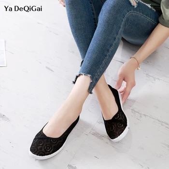 

Non-slip Flats shoes women Doctor Nurse Shoes Woman Fabric Hospital Comfortable Slip on Cheap Boat shoes for Ladies anti-static