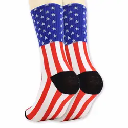 Для мужчин носки сплошной чистый хлопок, до середины колена американский флаг звезда полосатый принт Повседневное Стиль Стандартный