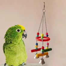 Разноцветные попугаи укуса восхождения жевательная игрушка Птичье гнездо декоративные с колокольчиками для буддистов Висячие балансирующие игрушки товары для домашних животных