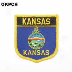 США штата Канзас термоклейкая заплата кружевная ткань патч для Костюмы наклейки одежды 10 шт 6*7 см UPI-0213-S