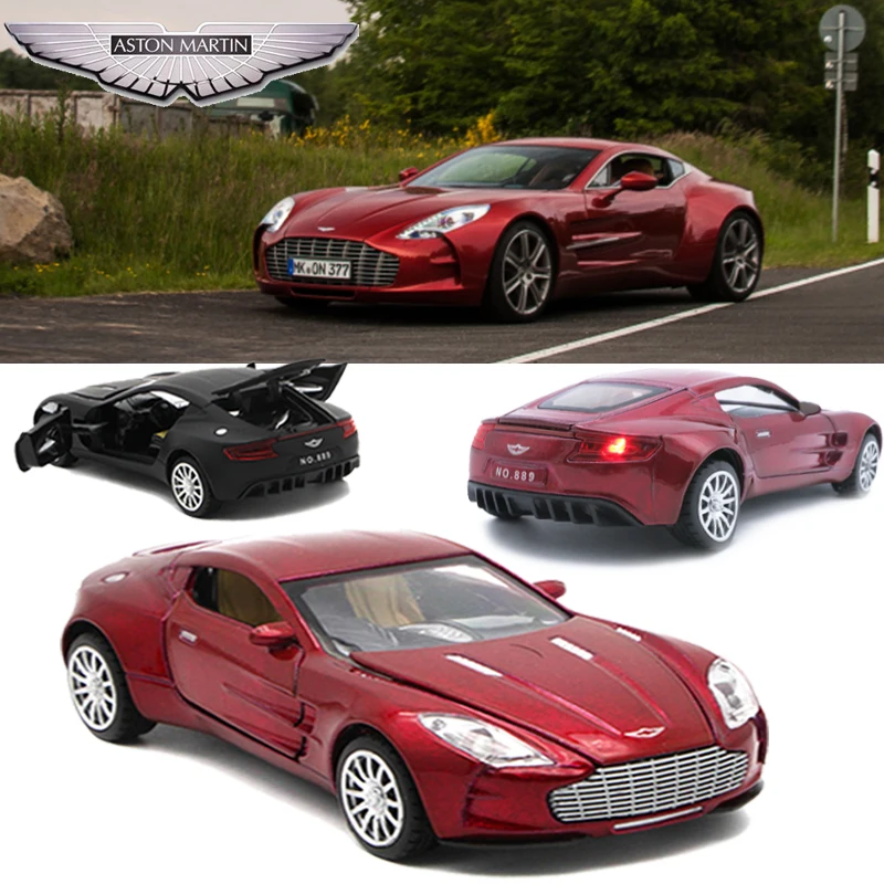 Aston Martin One-77 металлические игрушечные машинки, модель 1/32 литья под давлением, детский подарок с функцией оттягивания/музыка/светильник/открываемая дверь