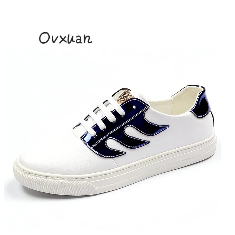 

OVXUAN 2019 Men Street Hip Hop Sneakers Men's Flats Metal Leopard Top Fire Stripe Loafers Skateboarding Shoes Male Shoes for men