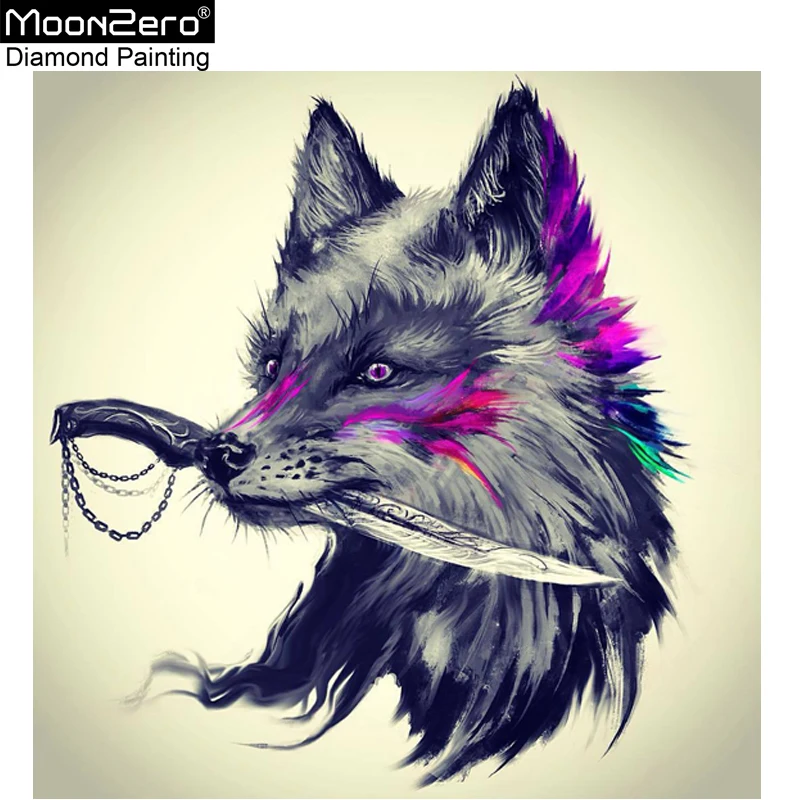Full 5D Reain Diamond Painting Embroidery Hot Sale Animal Wolf Knife Pictures Of Rhinestones Mosaic Wall Home Decor Gift | Дом и сад
