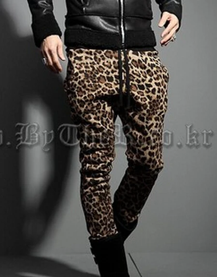 27-44! мужские большие размеры длинные брюки индивидуальность красивый Леопардовый принт тонкие повседневные брюки костюмы