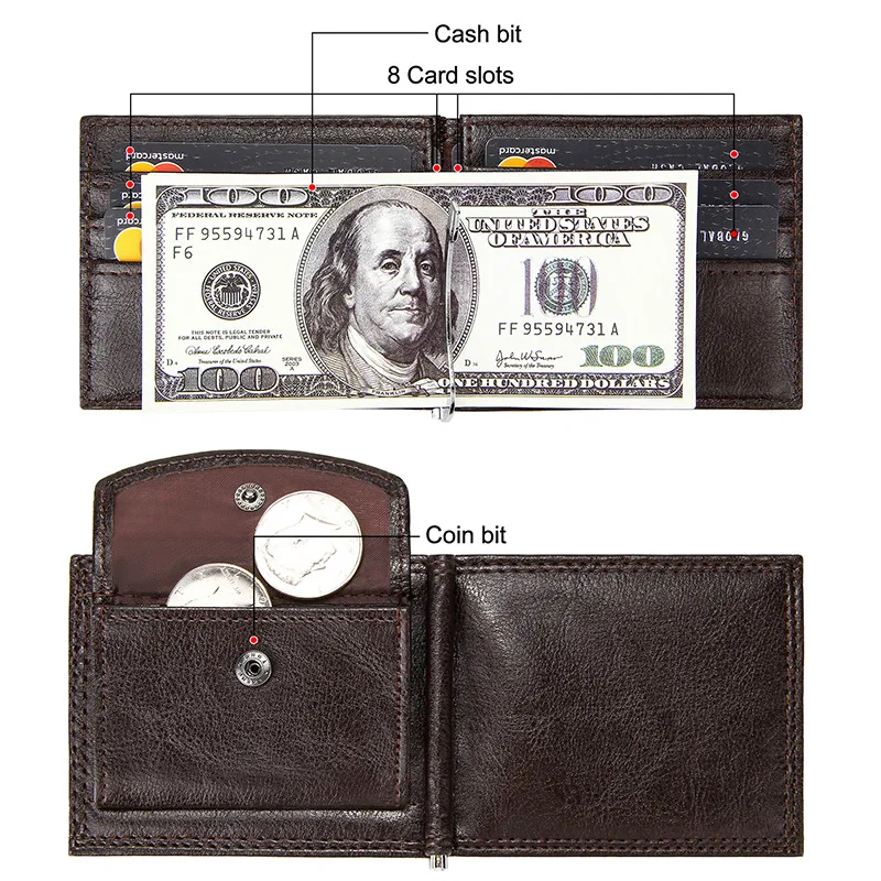 Деловой держатель для карт с карманом из искусственной кожи, Короткий Мужской кошелек, черный держатель для денег, модные Двойные кошельки для мужчин, много отделений для карт