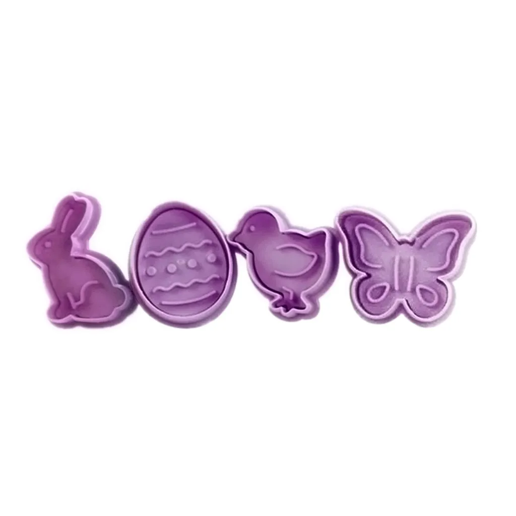

4Pcs/ Set Cute Butterfly Rabbit Cartoon Cake Cookie Baking Easter Eggs Mold Holiday Pastry Making Tools Food Grade Silicone Tool