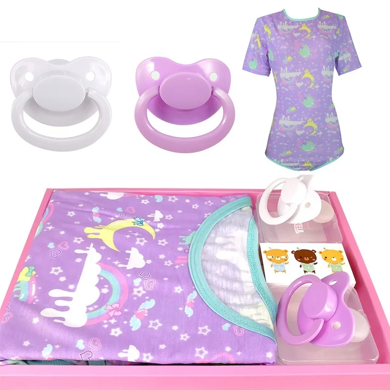  ABDL Onesie Diaper Lover Snap Crotch Adult Baby Romper Pajamas Adult Size Pacifier Daddy Baby Girl 