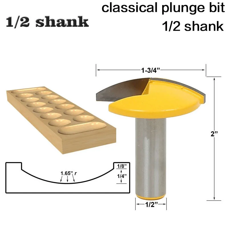 

1pc 12.7mm 1/2" Shank Classical 1.65" Radius & 1-3/4" Wide Small Bowl Plunge Wood Router Bit Carbide Cutters Woodworking Tools