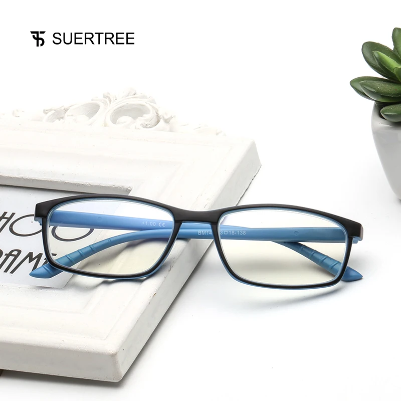 

SUERTREE Reading Glasses Anti Blue Ray Ultralight HD Diopter Lens Presbyopic Glasses Comfort Fit Men and Women for Reading BM141