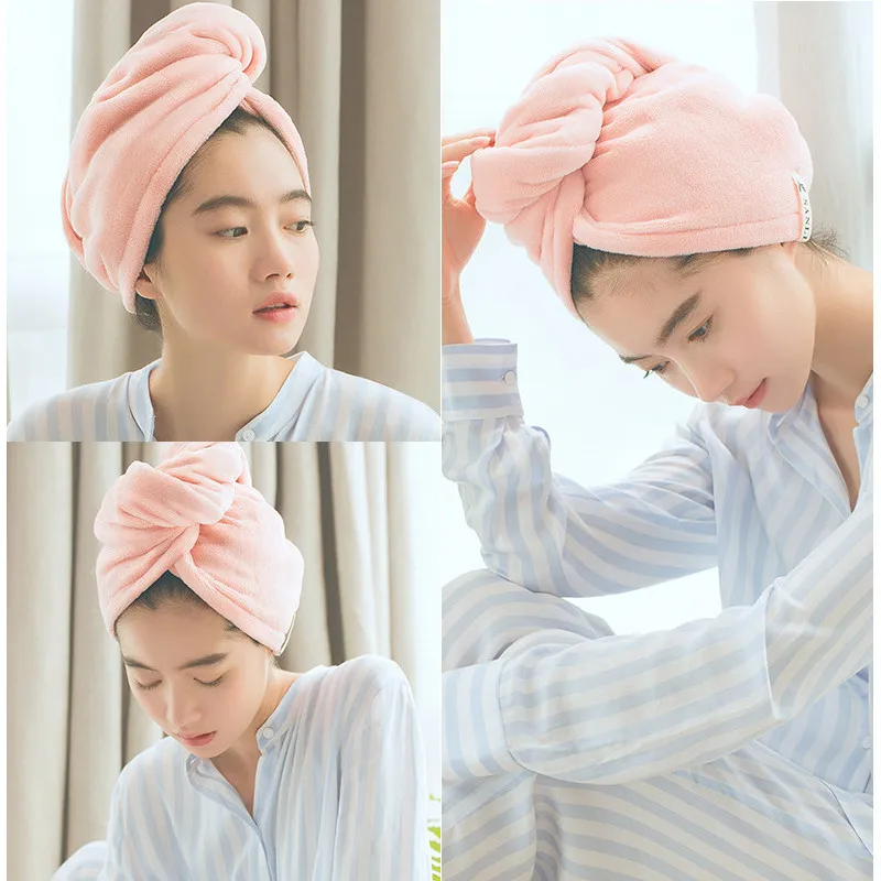 

Double thickening shower cap Microfiber hair bonnet Quickly Dry satin bonnet Wrapped Towel Bathing shower cap gorra mujer
