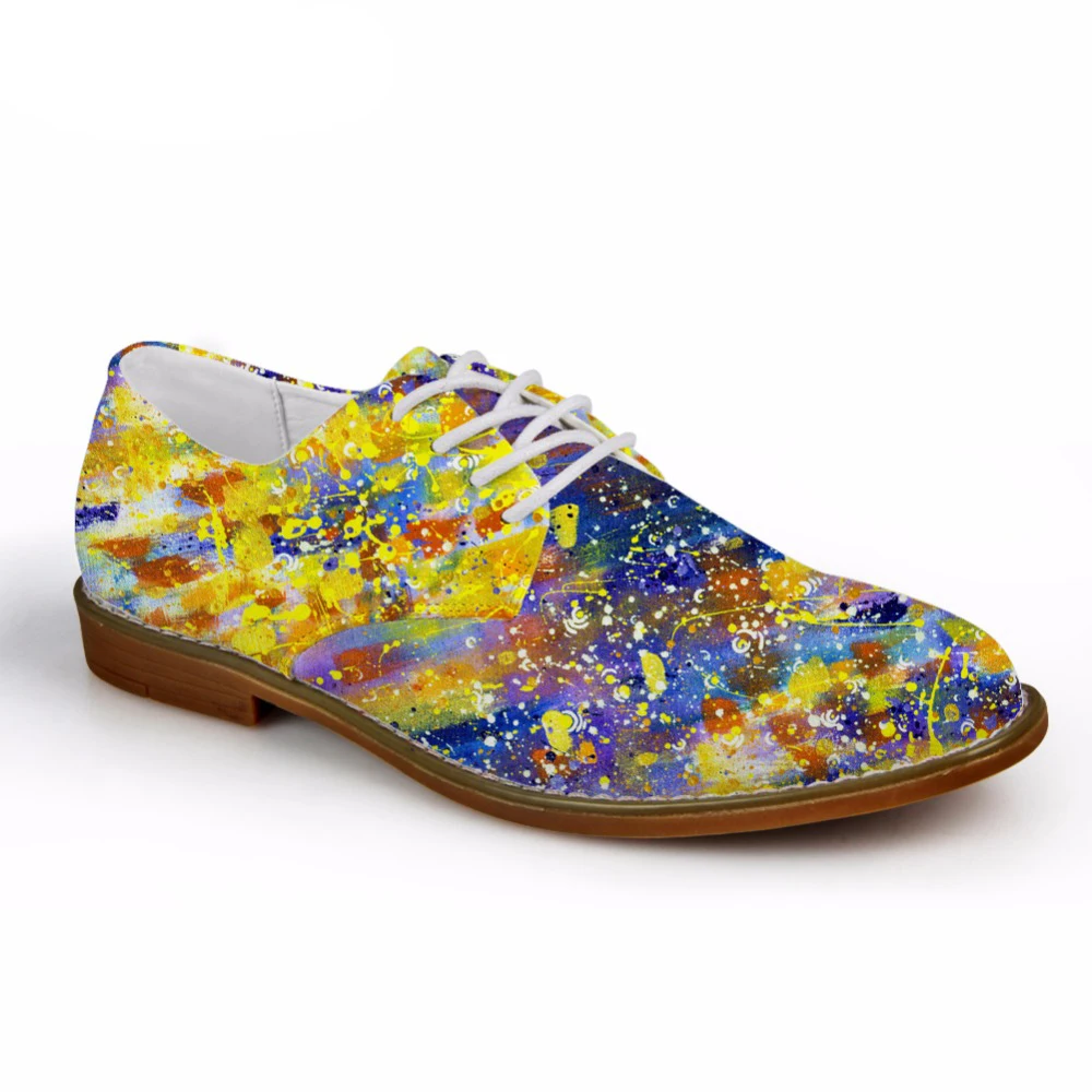 

Noisydesigns 2018 Fashion Men Leather Dress Shoes 3D Mixed Color Printed Men Casual Oxfords Shoes for Male Flats Spring Shoe Man