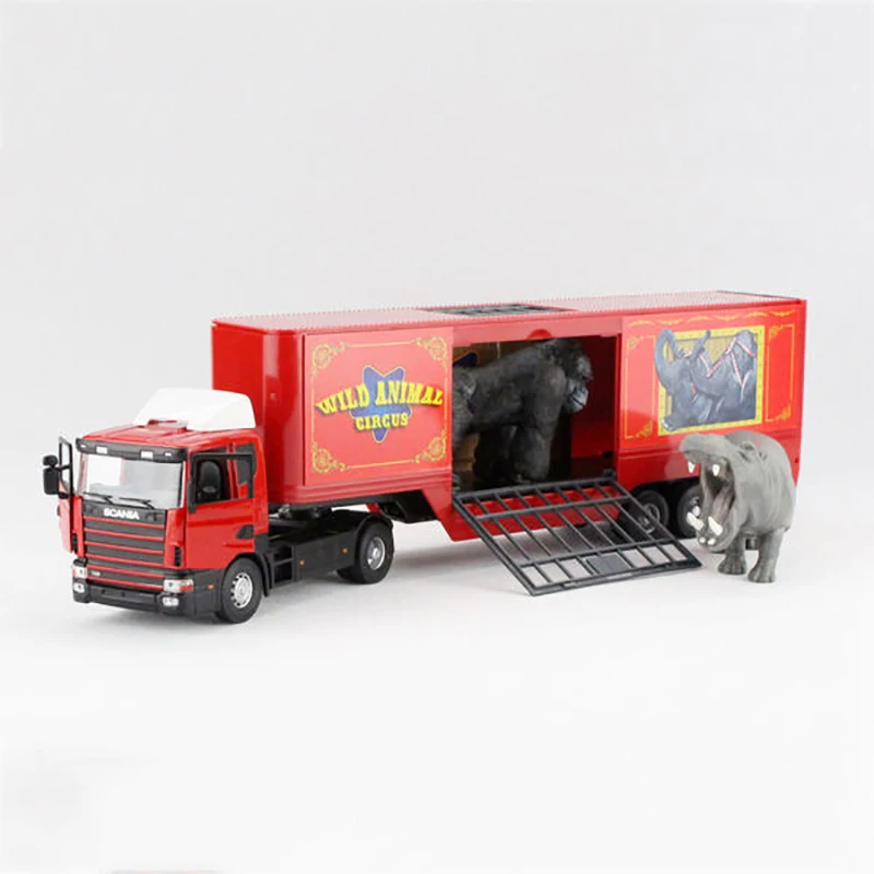 JOYCITY 1/43 Scale Truck Model Toys The Circus Gorilla Hippo Lion