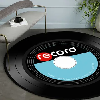 

3d Album Carpets Craetive Vinyl Record MUSIC Printed Soft Fabric Round Floor Mat Carpet Room Area Bedroom Rug Home Decor Crafts