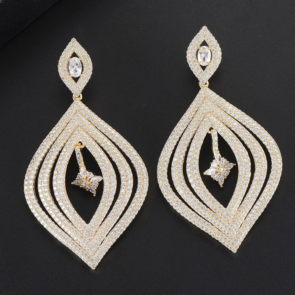 

Luxury christmas earrings For Indian Bridal Wedding Earrings Full Cubic Zirconia Inlaid Statement Jewelry pulseira feminina